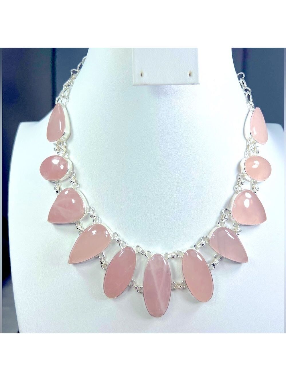 Rose Quartz 925 Large Gemstone Necklace #2